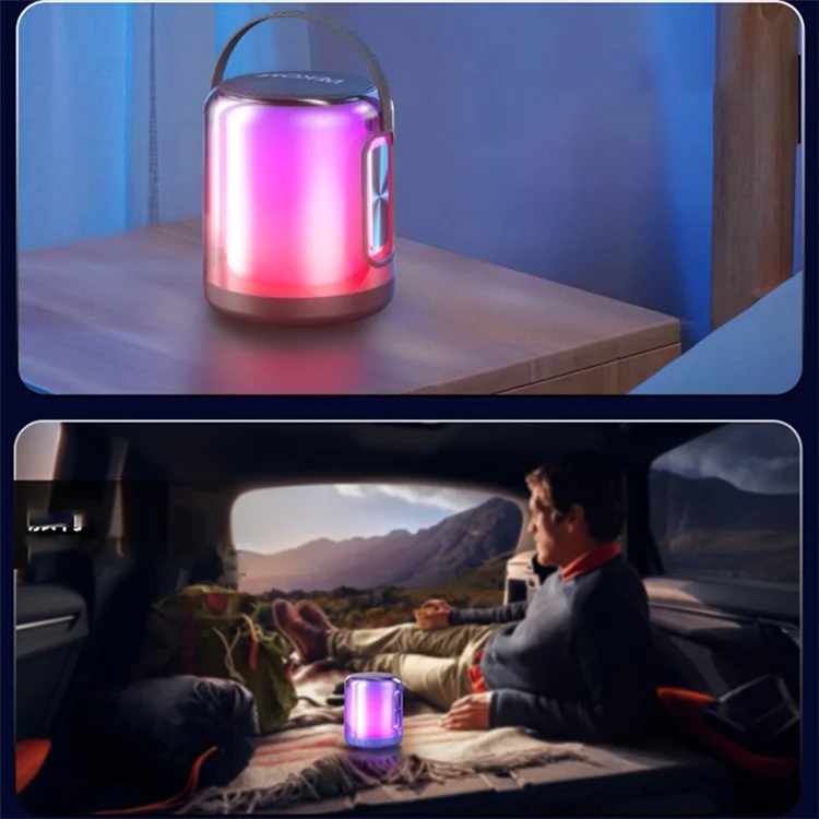 WEKOME D46 Vanguard Series Portable Bluetooth-compatible Speaker Colorful Light Wireless Stereo Subwoofer - Black