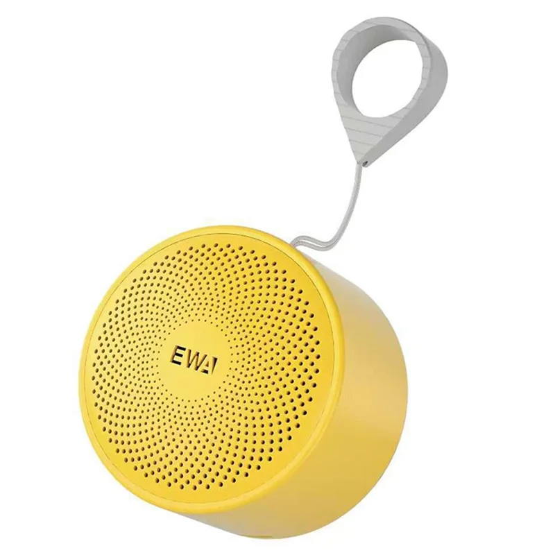 EWA A124 مكبر صوت بلوتوث صغير محمول مضاد للماء مع ميزة TWS وحلقة علّاق - أصفر