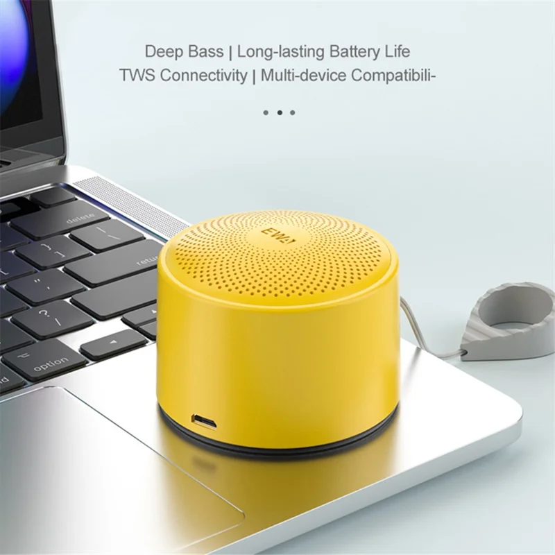 EWA A124 Mini Bluetooth-compatible Speaker Portable Outdoor Waterproof TWS Subwoofer with Hanging Ring - Black