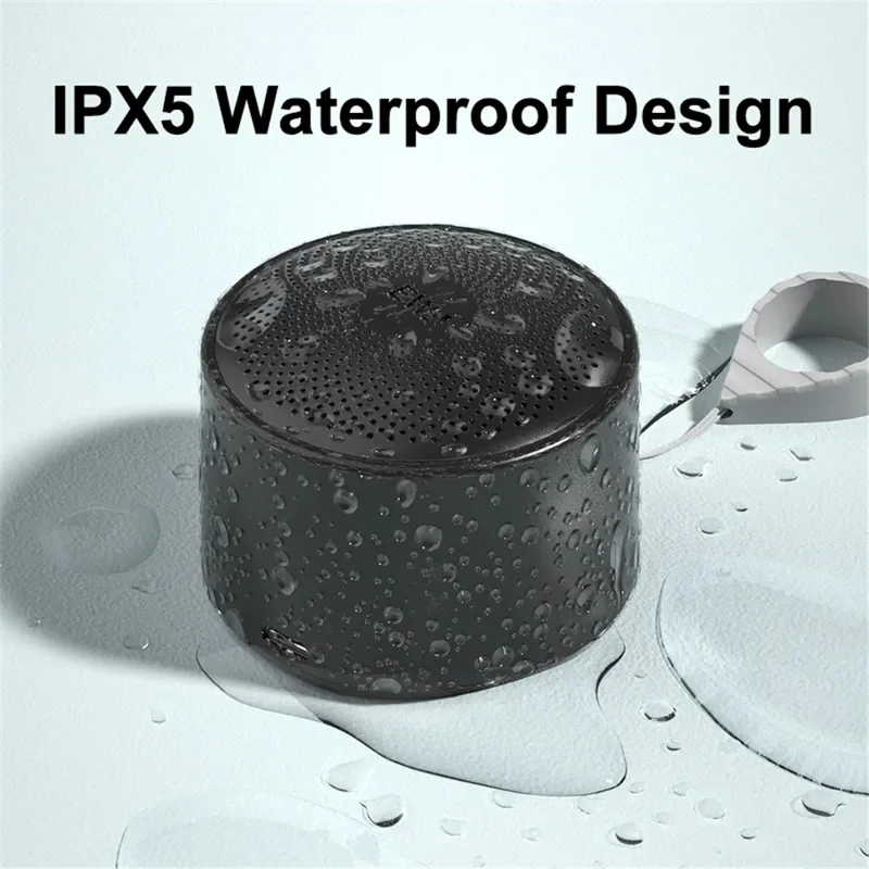 EWA A124 Mini Bluetooth-compatible Speaker Portable Outdoor Waterproof TWS Subwoofer with Hanging Ring - Black