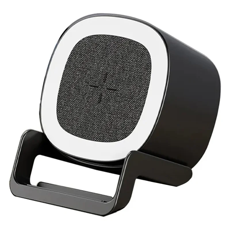 L28 4-in-1 15W Wireless Charger Bluetooth-compatible Speaker Phone Holder Stand with Night Light - Black