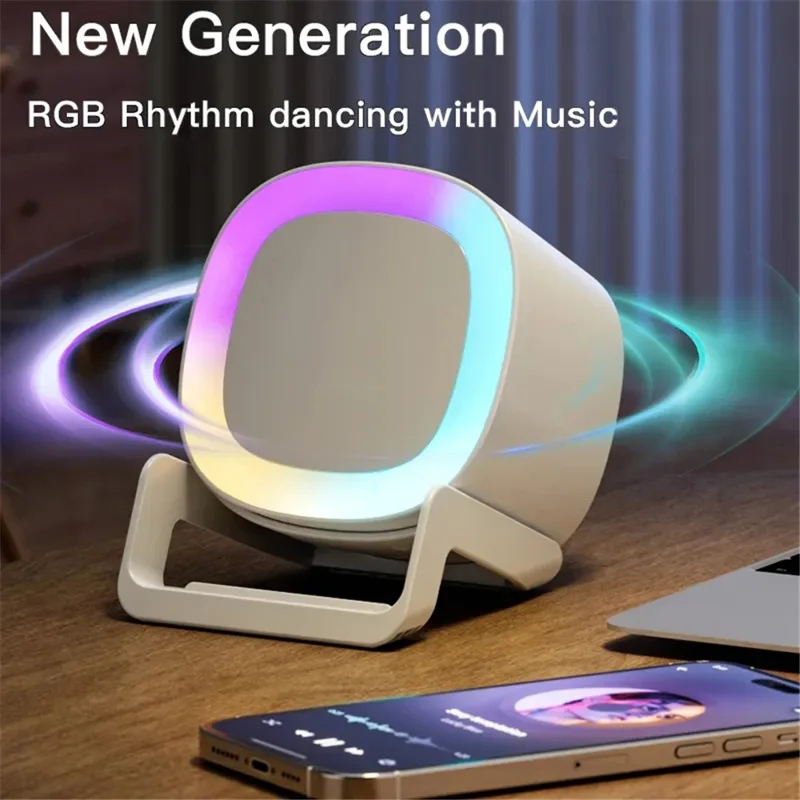 L28 4-in-1 15W Wireless Charger Bluetooth-compatible Speaker Phone Holder Stand with Night Light - Black