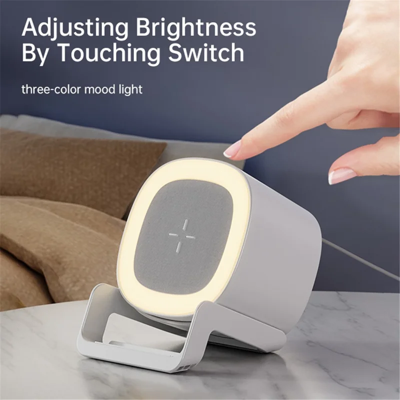L28 4-in-1 15W Wireless Charger Bluetooth-compatible Speaker Phone Holder Stand with Night Light - Black