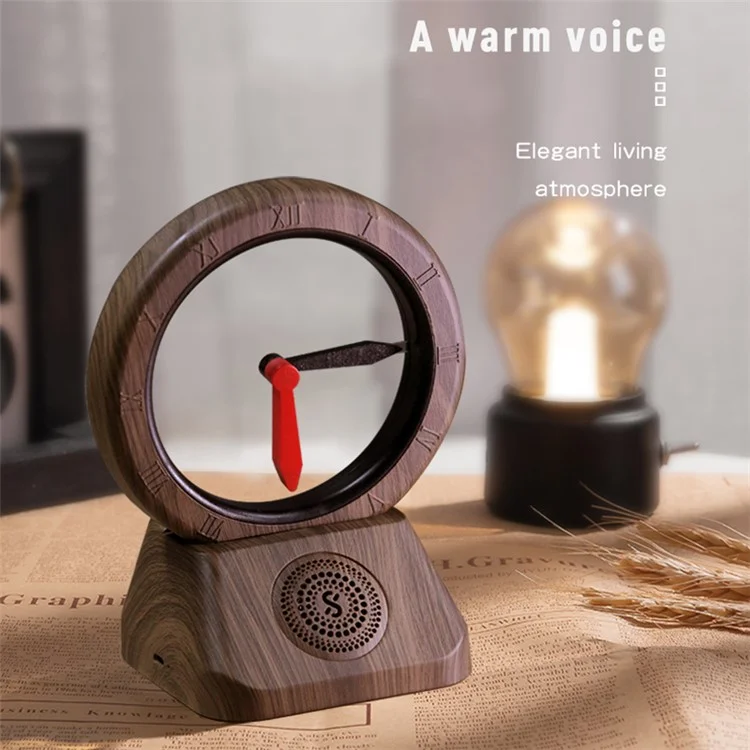 TK11 Retro Bluetooth-compatible Speaker FM Radio Spatiotemporal Gate Suspended Clockwise Reverse Clock (without Battery) - Green