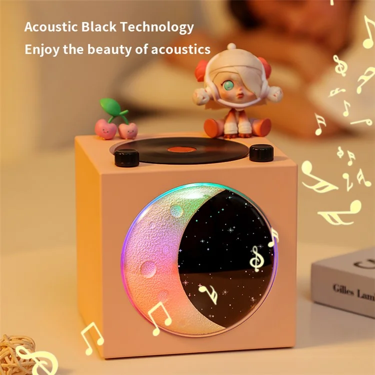 T20 Half Moon Black Gel Atomic Record Player Retro Bluetooth Speaker Desktop Subwoofer - Rose