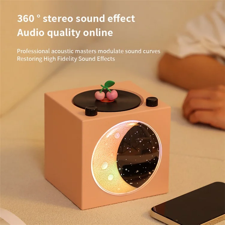 T20 Half Moon Black Gel Atomic Record Player Retro Bluetooth Speaker Desktop Subwoofer - Rose