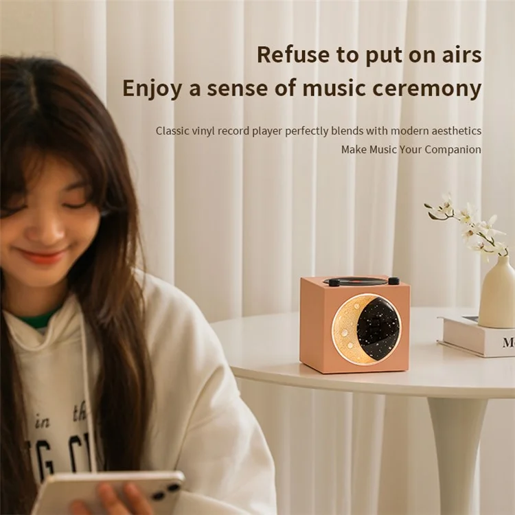 T20 Half Moon Black Gel Atomic Record Player Retro Bluetooth Speaker Desktop Subwoofer - Rose