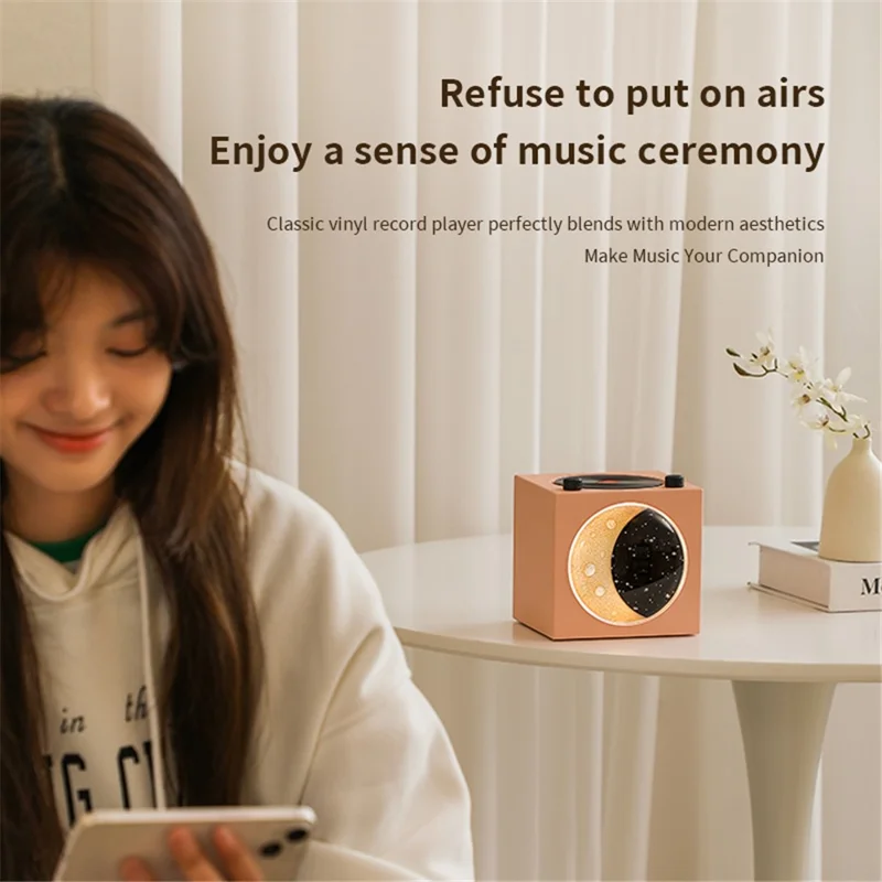 T20 نصف قمر أسود جل أتومي كلاسيكي مشغل أسطوانات بلوتوث مكبر صوت مكتب سبووفر فرعي - أبيض