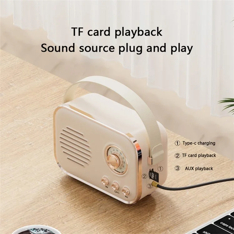 P33 Portable Retro Bluetooth-compatible Speaker Outdoor Home Mini Wireless Music Subwoofer FM Radio - Pink