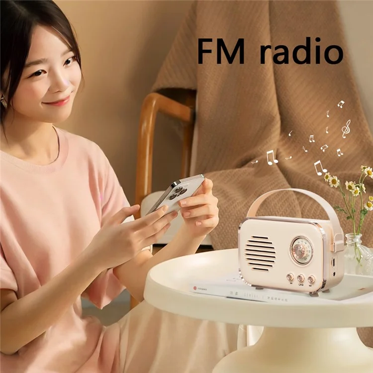 P33 Portable Retro Bluetooth-compatible Speaker Outdoor Home Mini Wireless Music Subwoofer FM Radio - Pink