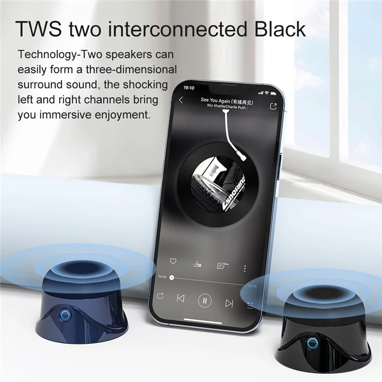 CQ-01 Wireless Bluetooth-compatible TWS Speaker Stereo Sound Magnetic Mini Subwoofer - Blue