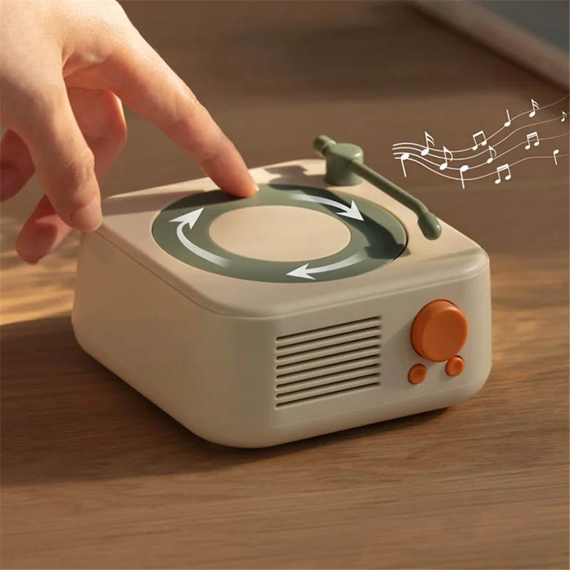 Runder X17 Vintage-Plattenspieler mit kabellosem Bluetooth-Lautsprecher – Weiß