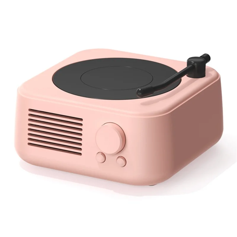 Round X17 Vintage Phonograph Record Player Wireless Bluetooth-compatible Music Speaker - Pink