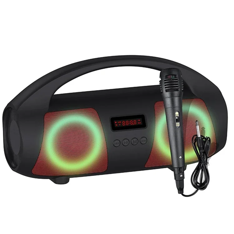 NEWRIXING NR2055 Haut-parleur Bluetooth portable TWS Radio FM sans fil Stéréo Subwoofer avec Microphone - Rouge