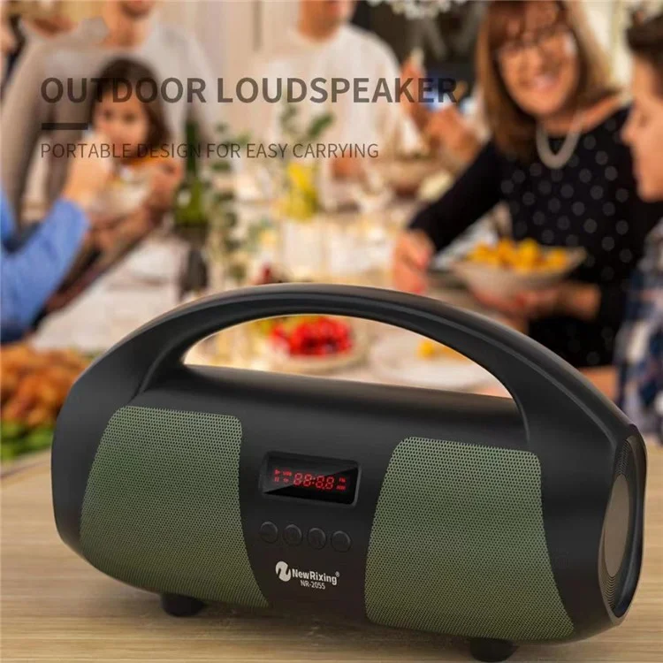 NEWRIXING NR2055 Portable TWS Bluetooth-compatible Speaker FM Radio Wireless Stereo Subwoofer with Microphone - Blue