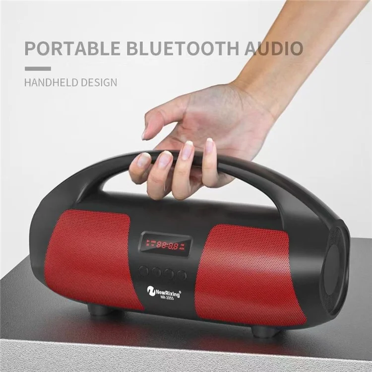 NEWRIXING NR2055 Portable TWS Bluetooth-compatible Speaker FM Radio Wireless Stereo Subwoofer with Microphone - Black
