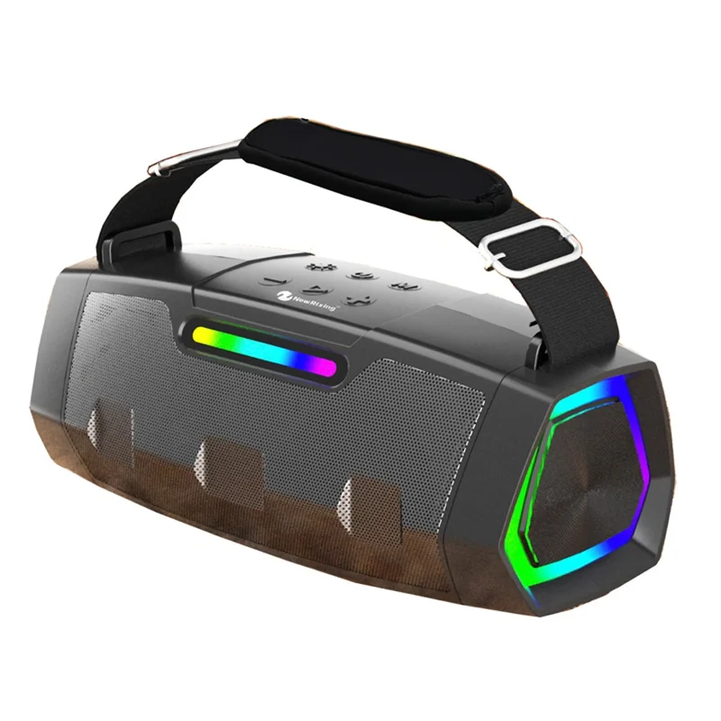 NEWRIXING NR2033 Wireless Bluetooth-compatible TWS Speaker FM Radio 20W Outdoor Portable Subwoofer - Grey