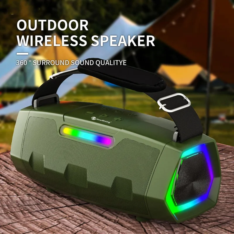 NEWRIXING NR2033 Wireless Bluetooth-compatible TWS Speaker FM Radio 20W Outdoor Portable Subwoofer - Grey