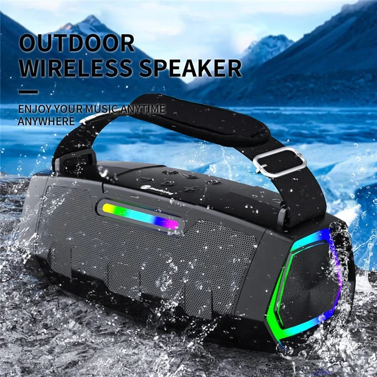 Haut-parleur Bluetooth TWS sans fil NEWRIXING NR2033 avec radio FM 20W Portable extérieur Caisson de graves - Argent