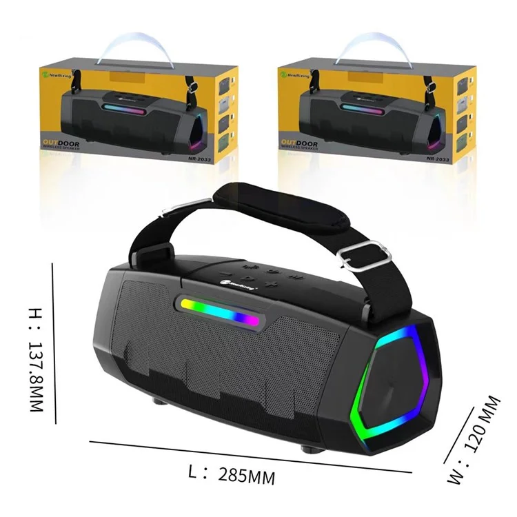 Haut-parleur Bluetooth TWS sans fil NEWRIXING NR2033 avec radio FM 20W Portable extérieur Caisson de graves - Argent