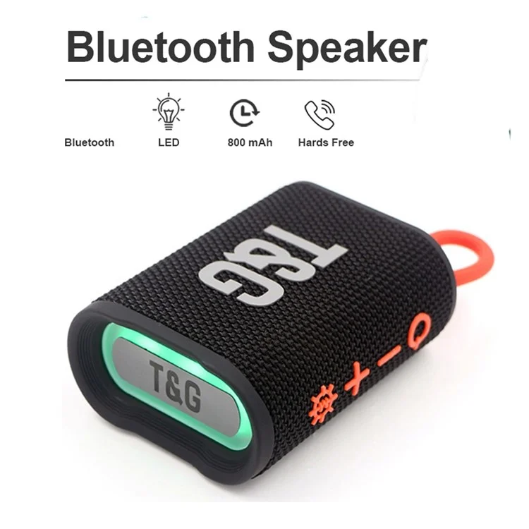 T&G TG-396 Altavoz inalámbrico IPX7 a prueba de agua, portátil para exteriores, altavoz Bluetooth ultraligero - Negro