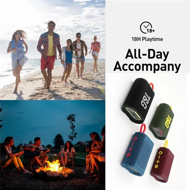 T&G TG-396 Altavoz inalámbrico IPX7 a prueba de agua, portátil para exteriores, altavoz Bluetooth ultraligero - Negro