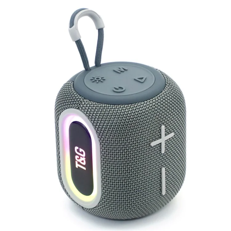 T&G TG-664 Mini Altavoz Con LED Light Bluetooth 5.3 Subwoofer Inalámbrico Reproductor de Audio Portátil - Gris
