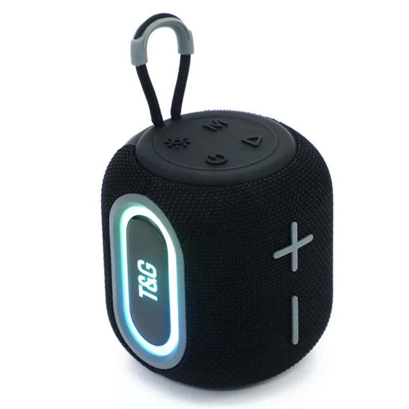 T&G TG-664 Mini Speaker with LED Light Bluetooth-compatible 5.3 Wireless Subwoofer Portable Audio Player - Black