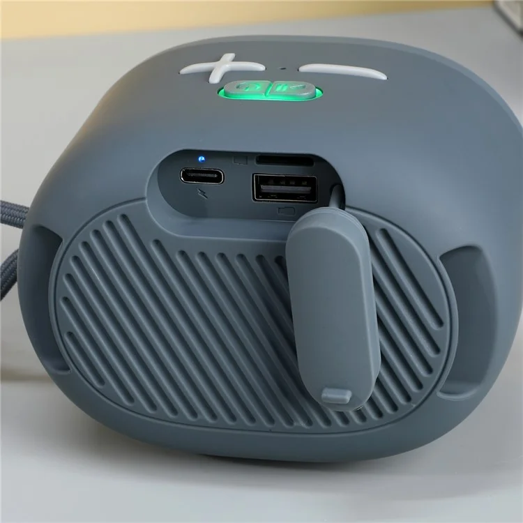 T&G TG-662 TWS Bluetooth-compatible Speaker with Lanyard Portable Wireless Subwoofer Support TF Card - Grey
