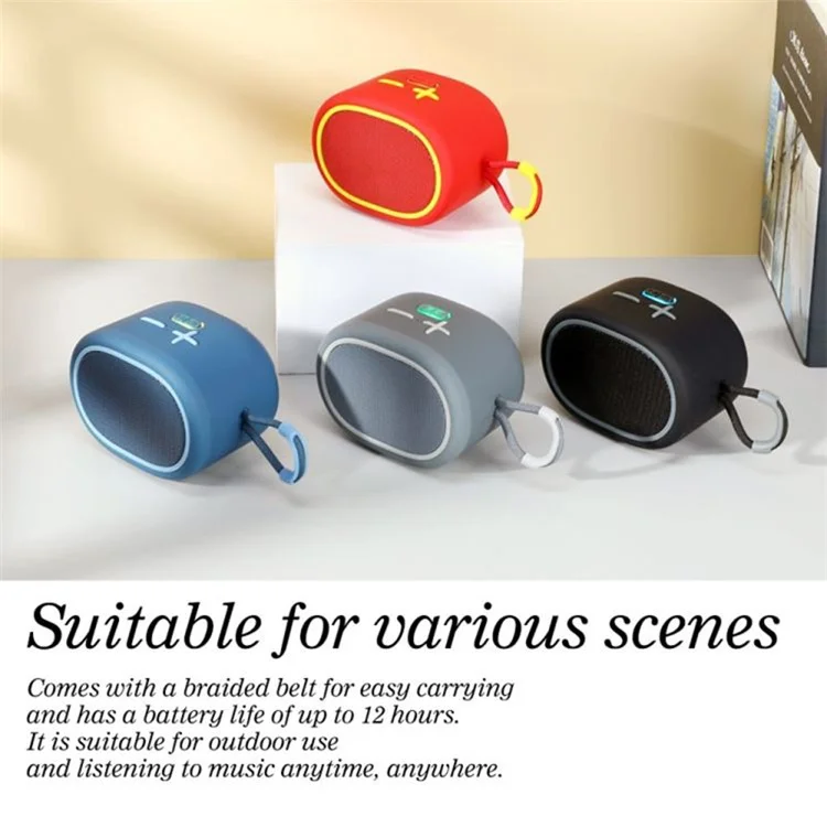 T&G TG-662 TWS Bluetooth-compatible Speaker with Lanyard Portable Wireless Subwoofer Support TF Card - Grey