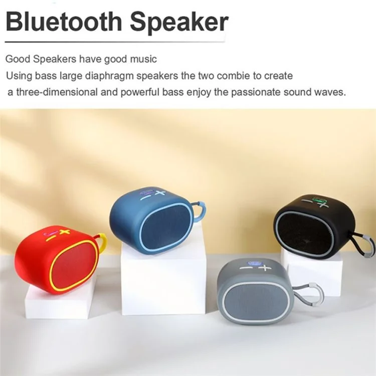 T&G TG-662 TWS Bluetooth-compatible Speaker with Lanyard Portable Wireless Subwoofer Support TF Card - Grey