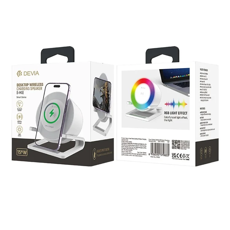 DEVIA Smart Series EM054 15W Wireless Charging Desktop Speaker Night Light Phone Stand Holder (I-M3)