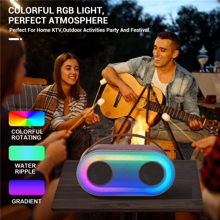 P6 Home Karaoke Machine LED Lighting Bluetooth-compatible Speaker with 2 Wireless Microphones for Kids, Adults - Pink
