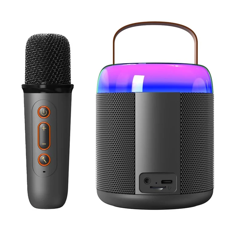 Máquina de Karaoke Doméstica Y2 Caixa de Som Bluetooth Suporta Reprodução por AUX 3,5 mm e Cartão TF com 1 Microfone - Preto 