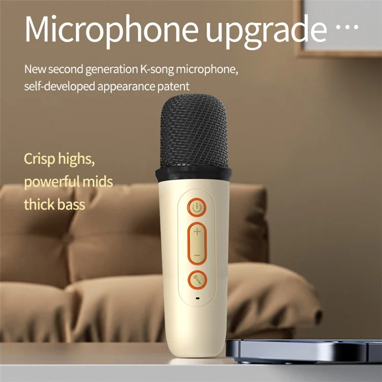 Máquina de Karaoke Doméstica Y2 Caixa de Som Bluetooth Suporta Reprodução por AUX 3,5 mm e Cartão TF com 1 Microfone - Preto 