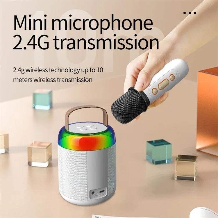Máquina de Karaoke Doméstica Y2 Caixa de Som Bluetooth Suporta Reprodução por AUX 3,5 mm e Cartão TF com 1 Microfone - Preto 