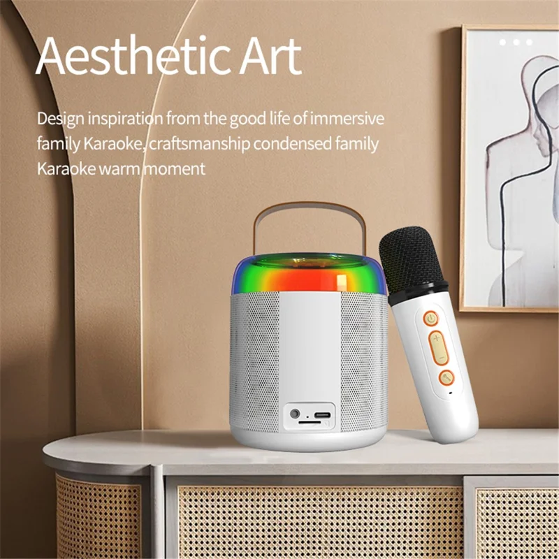 Machine karaoké Y2, enceinte compatible Bluetooth, prise en charge de la lecture 3,5 mm AUX et carte TF avec 1 microphone - Rose