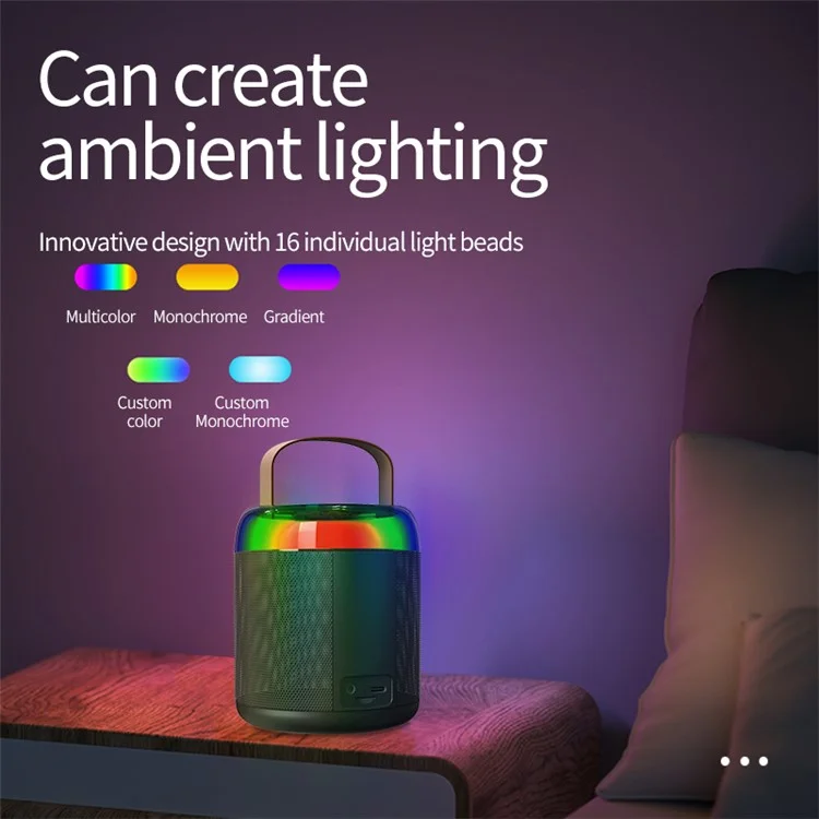 Y2 Colorful Light Mini Karaoke Machine Portable Bluetooth-compatible Speaker with 2 Wireless Microphones - Black