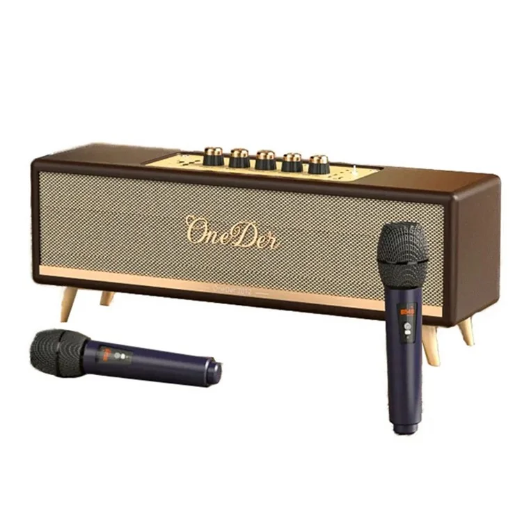 ONEDER D8 Vintage Bluetooth-compatible Speaker with TF / USB / FM, Wood Grain Wireless Speaker - Brown
