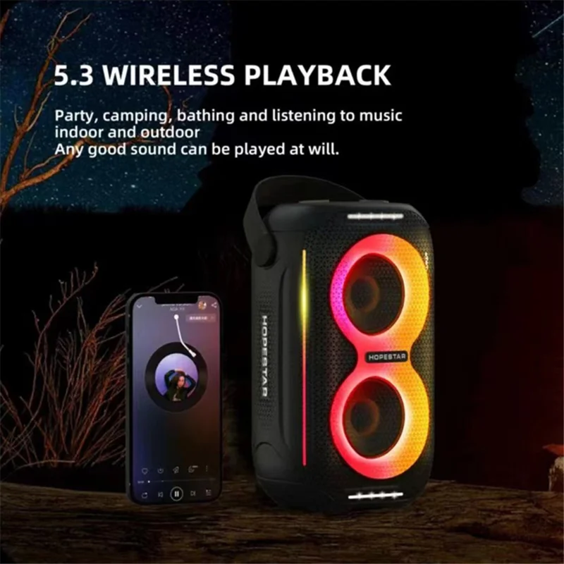HOPESTAR P200 Mini IPX5 Alto-falante sem fio portátil com luz colorida - Preto