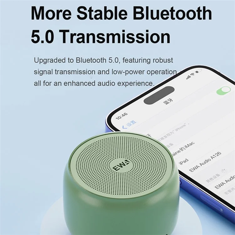 EWA A126 Metal Case TWS Bluetooth-compatible 5.0 Portable Speaker with Bass Radiator - Brown