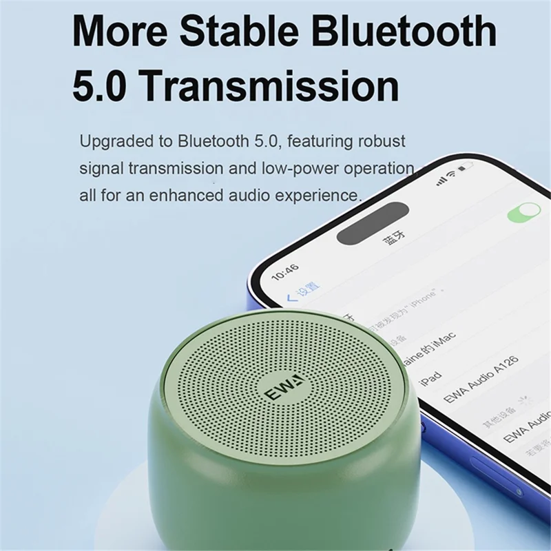 EWA A126 Metal Case Bluetooth-compatible 5.0 Portable Speaker with Bass Radiator - Pink