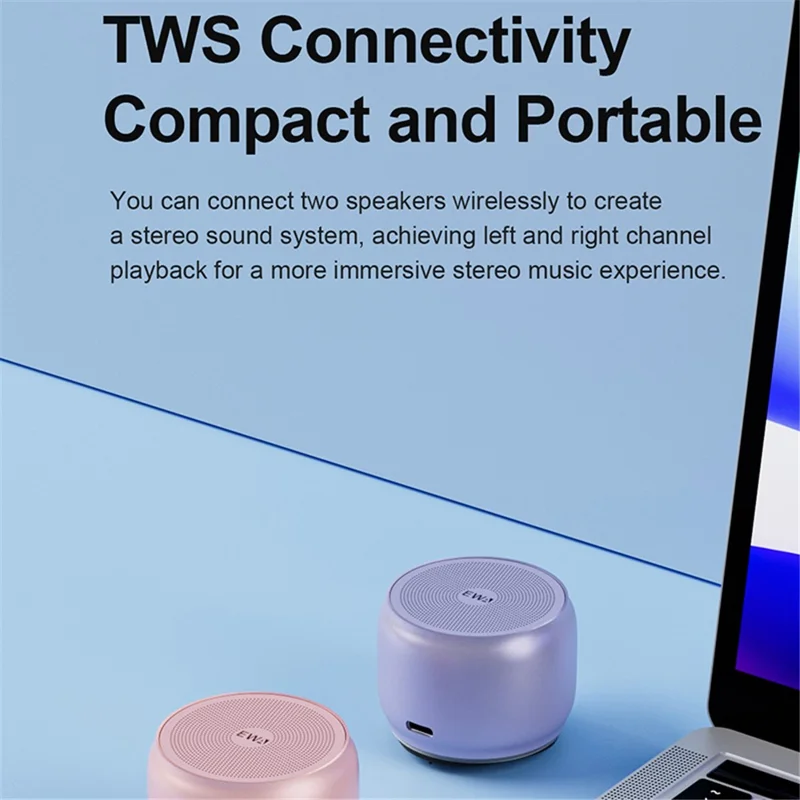 EWA A126 Metal Case Bluetooth-compatible 5.0 Portable Speaker with Bass Radiator - Pink