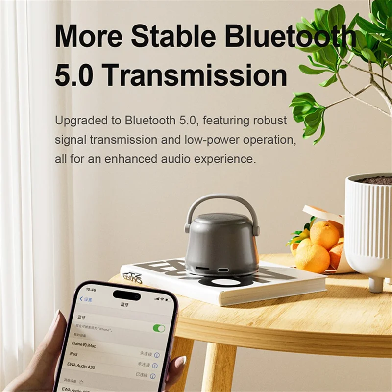 EWA A20 TWS Mini Subwoofer Portable Bluetooth-compatible Speaker with Bass Radiator - Grey