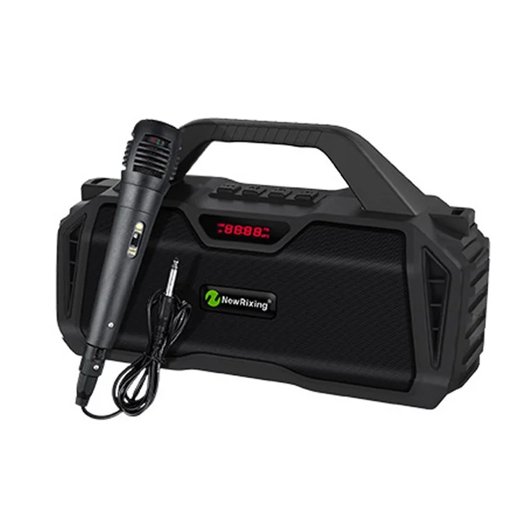 NEWRIXING NR6011 Outdoor Karaoke TWS Bluetooth-compatible Speaker with Shoulder Strap - Black
