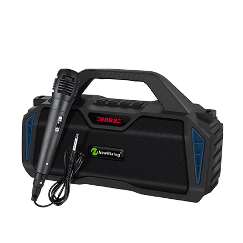 NEWRIXING NR6011 Outdoor Karaoke TWS Bluetooth-compatible Speaker with Shoulder Strap - Blue
