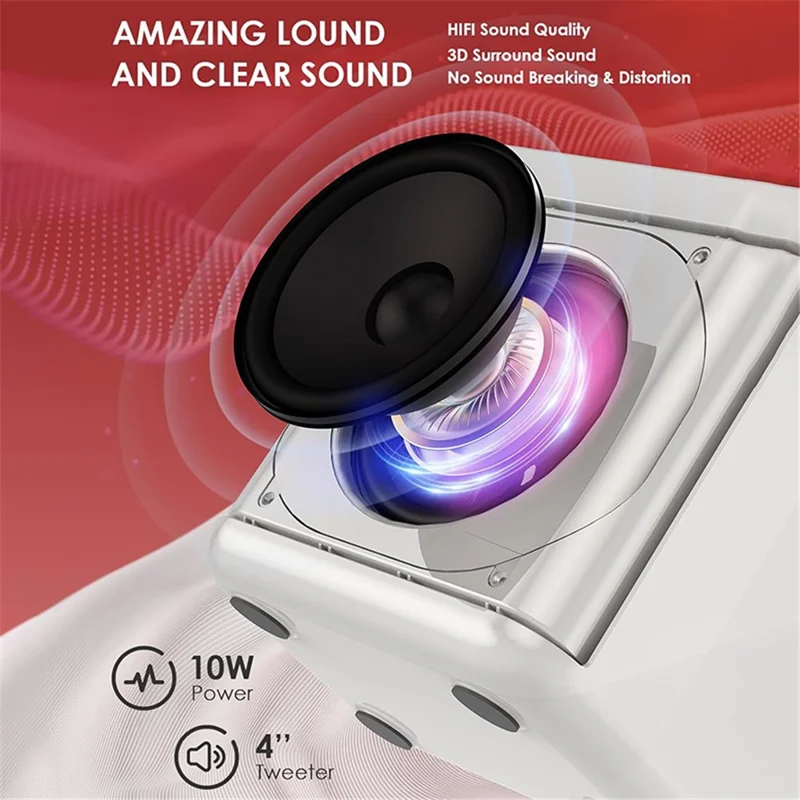 YS307 Home Karaoke Bluetooth-compatible Speaker RGB Light Loudspeaker with 2 Microphones - Silver