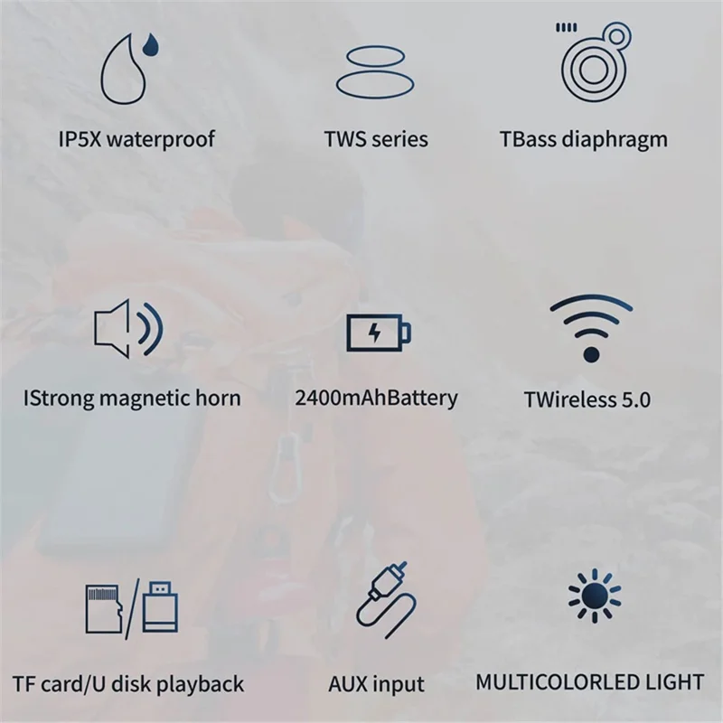 HOPESTAR Partyone Mini Wireless Speaker Waterproof TWS Speaker with Colorful Lights - Grey