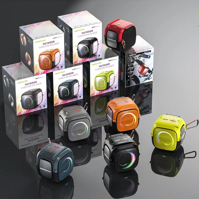 HOPESTAR Partyone Mini Wireless Speaker Waterproof TWS Speaker with Colorful Lights - Grey