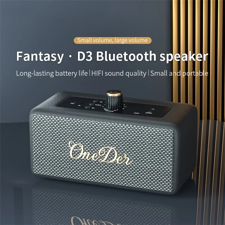 Haut-parleur Bluetooth rétro ONEDER D3 avec caisson de graves HIFI sans fil - Vert